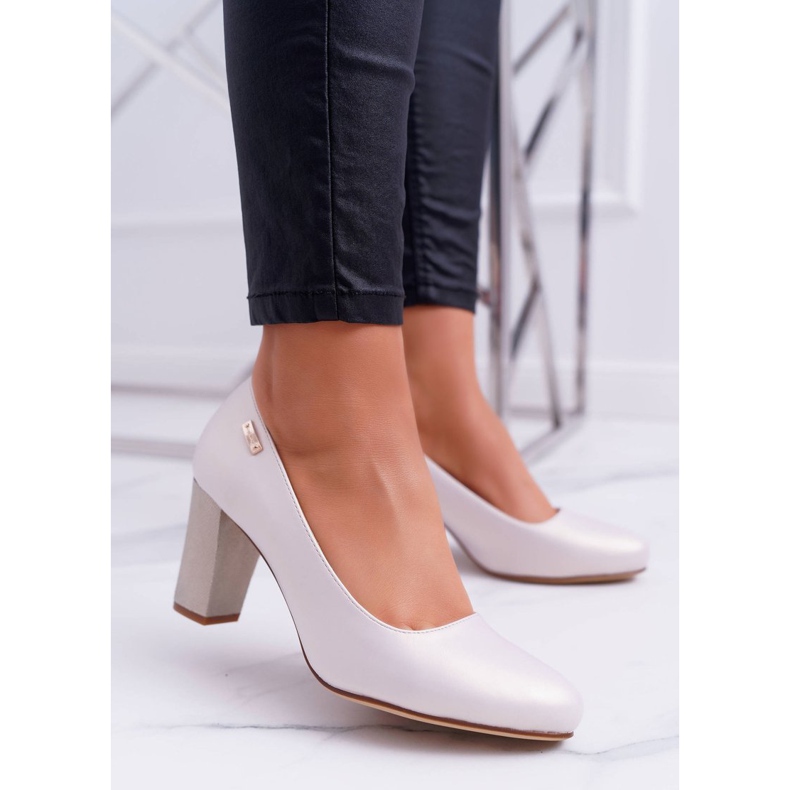 Zapatos De Salón De Mujer Sergio Leone PB130 Beige Perla Ámbar 2