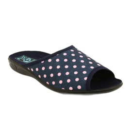 Pantuflas mujer Adanex Sara lunares 24961 azul marino rosa 1