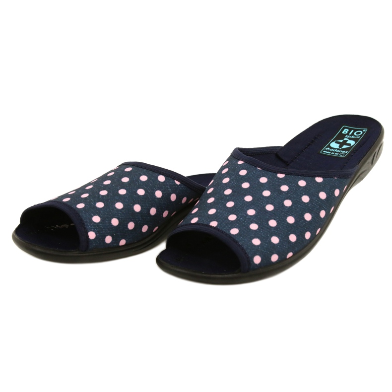 Pantuflas mujer Adanex Sara lunares 24961 azul marino rosado 3