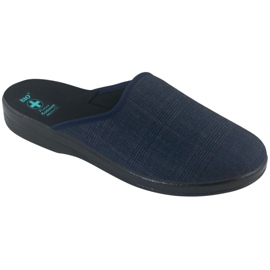 Pantuflas Hombre Pantuflas Adanex 27318 Per Pedes Cuadros azul marino 1