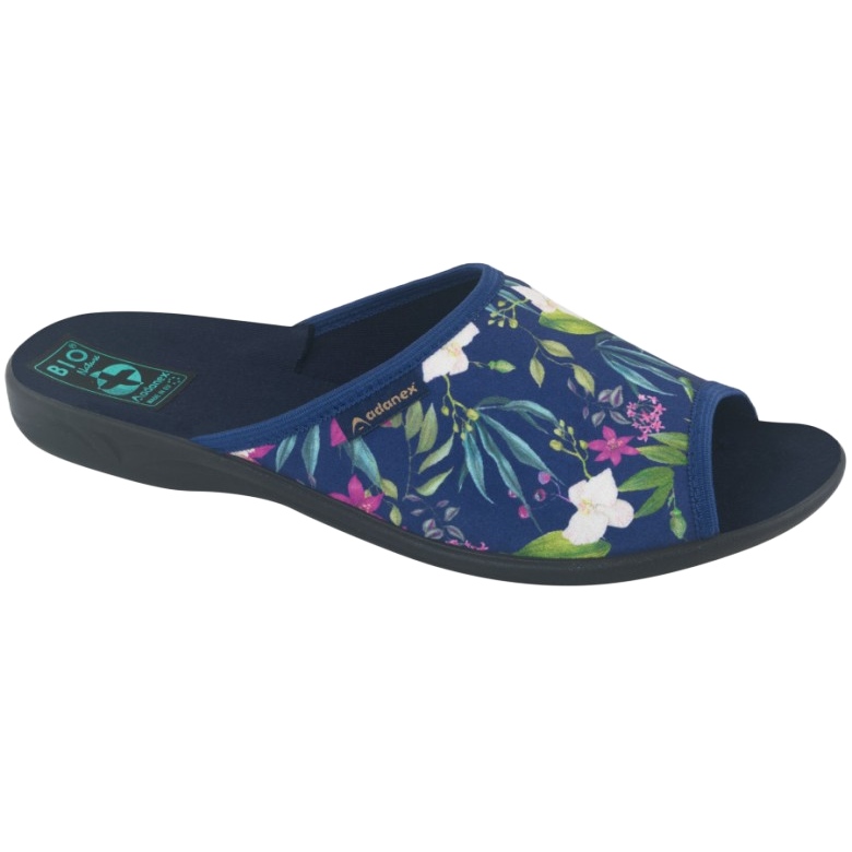 Zapatillas casa mujer con flores Adanex Sara SAK1 27272 azul marino azul rosa verde 1