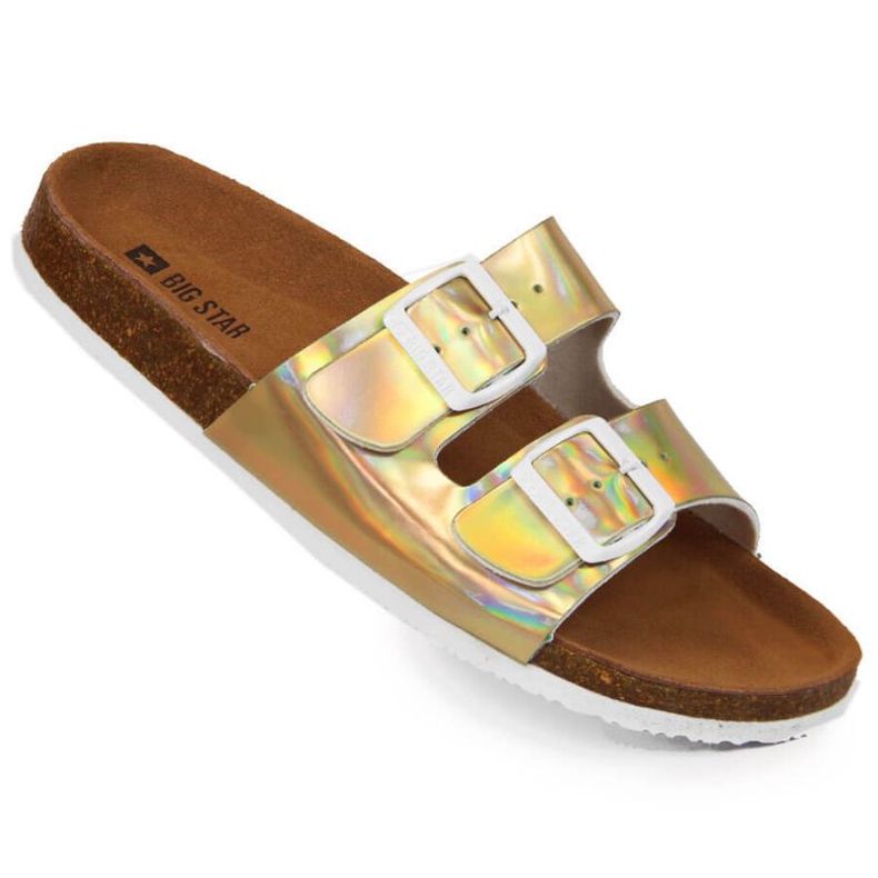 Pantuflas con hebillas Big Star W HH274896 dorado 1