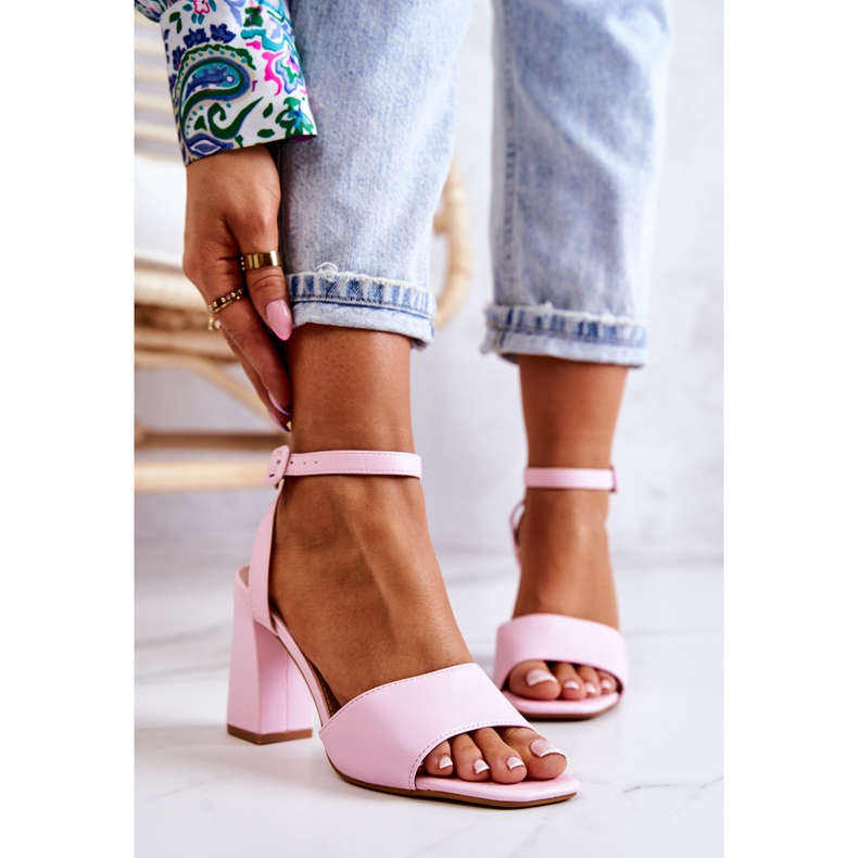 FJ1 Sandalias De Cuero Sobre Una Barra Estrella Rosa rosado 1