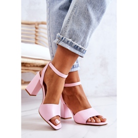 FJ1 Sandalias De Cuero Sobre Una Barra Estrella Rosa 2