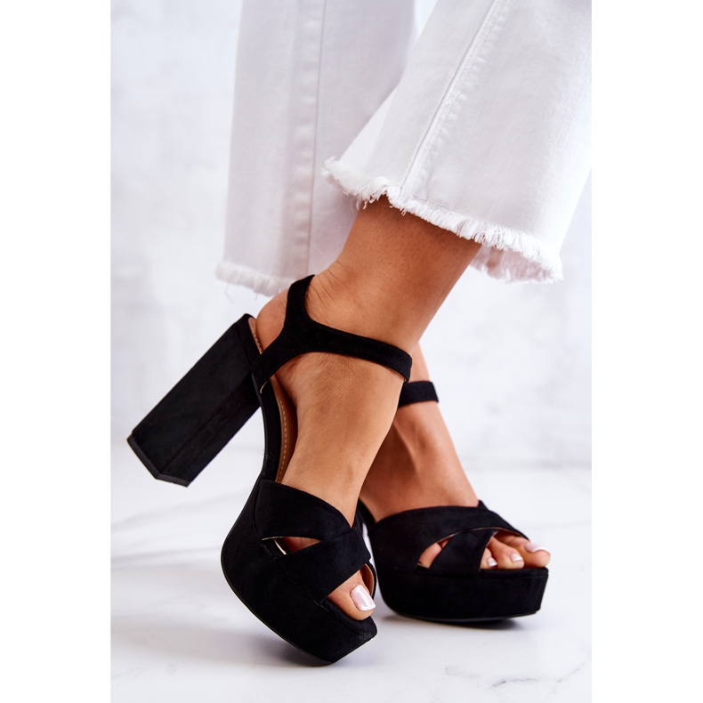 FM1 Sandalias Tacón Ante Negro Semilla 2