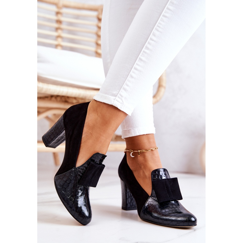 PA2 Zapatos negros de piel de serpiente Kathleen Suede 2