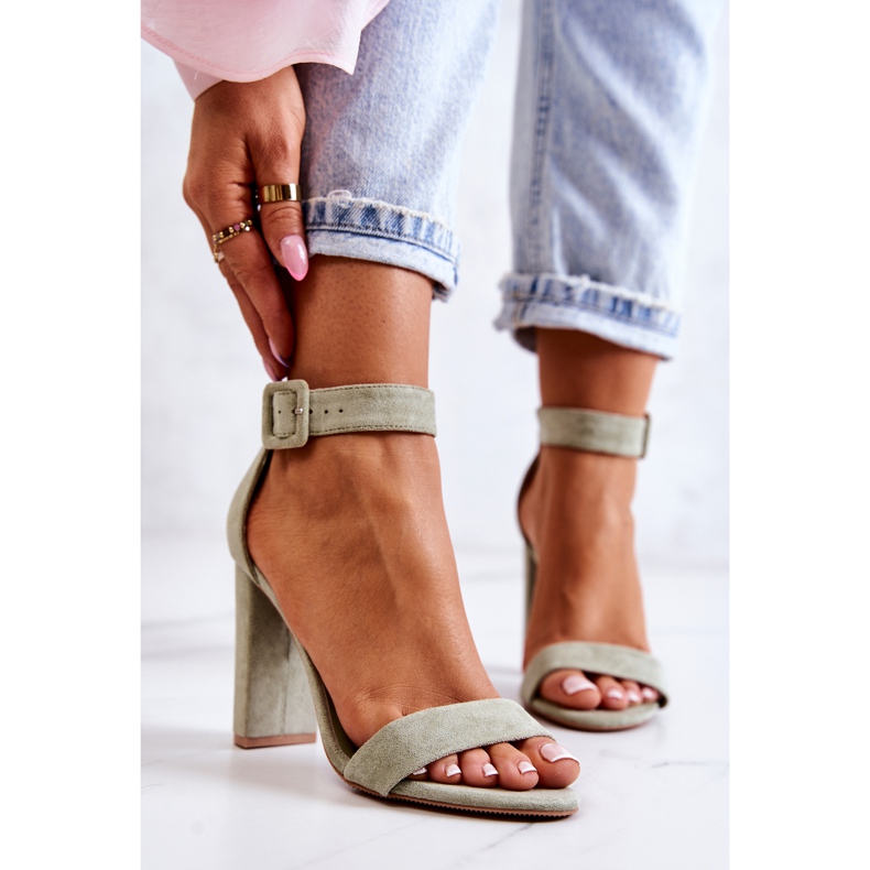 FB2 Sandalias Tacón Ante Jacqueline Verde Brillante 2