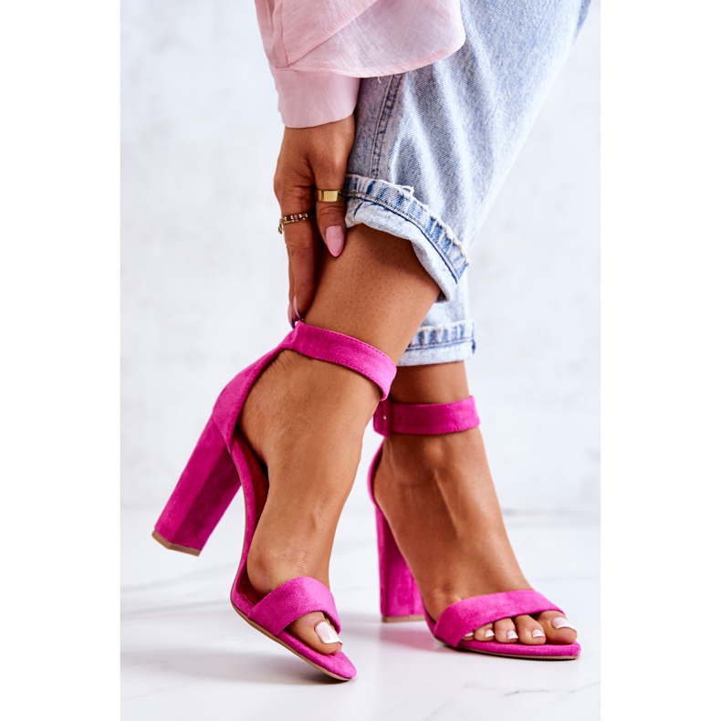 FB2 Sandalias Tacón Ante Jacqueline Fucsia rosa 2