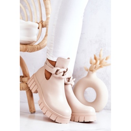 FB2 Botines De Piel Con Corte Karen Beige 5
