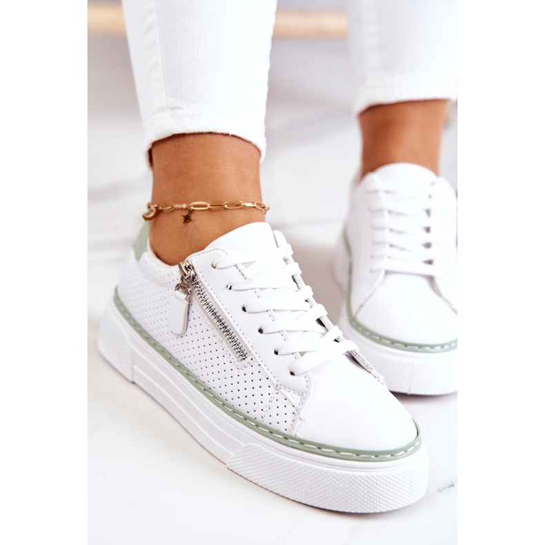 FB2 Zapatos deportivos en la plataforma Louisa blanca y verde blanco 1