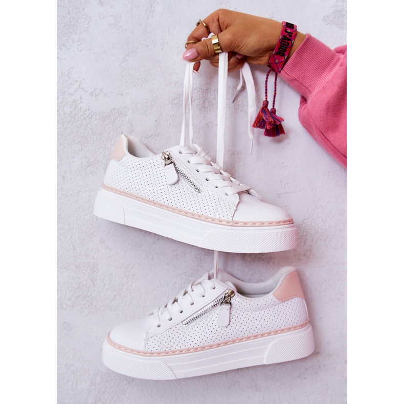 FB2 Zapatos deportivos en la plataforma Louis blanca y rosa blanco rosado 1