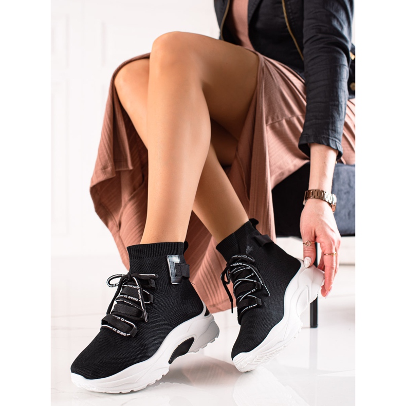 TRENDI Zapatillas sin cordones con calcetín negro 1 TRENDI Zapatillas sin cordones con calcetín negro 1