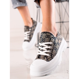 Bona Zapatillas En La Plataforma Con Patrones multicolor gris 2