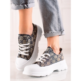 Bona Zapatillas En La Plataforma Con Patrones multicolor gris 1