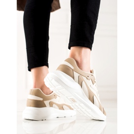 Ideal Shoes Zapatillas clásicas beige marrón 3