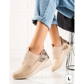 Filippo Zapatillas de piel sin cordones beige marrón 3