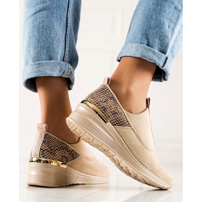 Filippo Zapatillas de piel sin cordones beige marrón 1