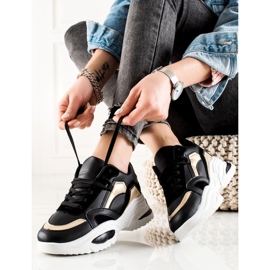 TRENDI Zapatillas de cuero ecológico negro 1
