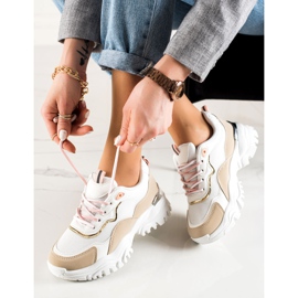 TRENDI Zapatillas De Moda beige blanco 1