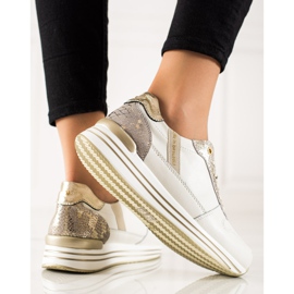 Goodin Zapatillas de cuero en la plataforma blanco multicolor 3
