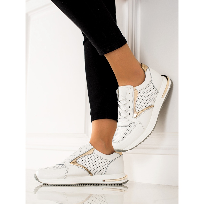 Goodin Zapatillas casual de cuero blanco 1