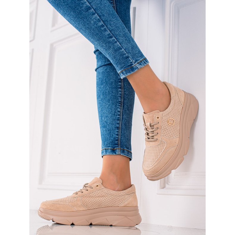 Filippo Zapatillas de cuero beige marrón 2