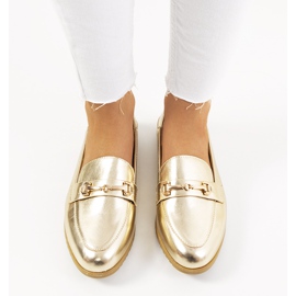 Mocasín tacón plano Aniria oro dorado 2