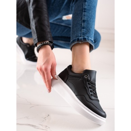 TRENDI Zapatillas casual de cuero ecológico negro 3