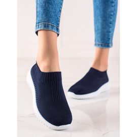 TRENDI Zapatos cómodos sin cordones azul marino 2
