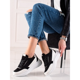 TRENDI Zapatillas de moda BLANCO Y NEGRO plata 1