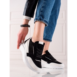 TRENDI Zapatillas de moda BLANCO Y NEGRO plata 2