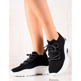 TRENDI Zapatillas Atadas En La Plataforma negro 1