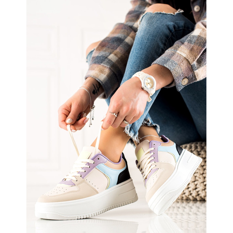 TRENDI Zapatillas de deporte de moda coloridas beige multicolor 1