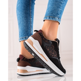 TRENDI Zapatillas con estilo en la plataforma marrón negro 3