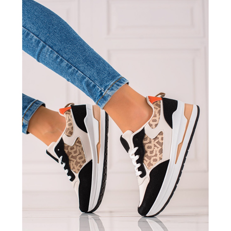 TRENDI Zapatillas con estilo en la plataforma beige marrón negro 2