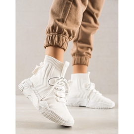 TRENDI Zapatillas de moda con calcetín. blanco 2
