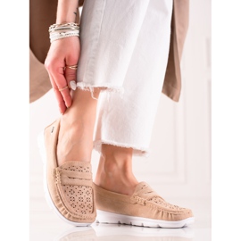 Goodin Mocasines con estampado calado beige 1