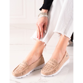 Goodin Mocasines con estampado calado beige 2