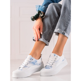 Seastar Zapatillas de deporte de moda en una plataforma ancha blanco azul 1
