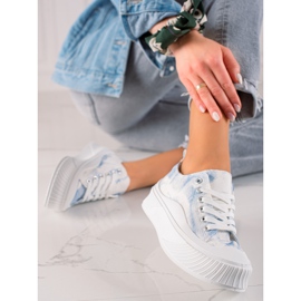 Seastar Zapatillas de deporte de moda en una plataforma ancha blanco azul 2