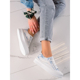 Seastar Zapatillas de deporte de moda en una plataforma ancha blanco azul 3