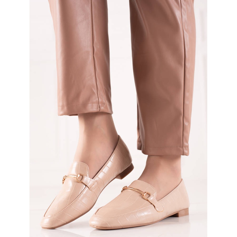 Encor Mocasines elegantes con piel ecológica beige 1
