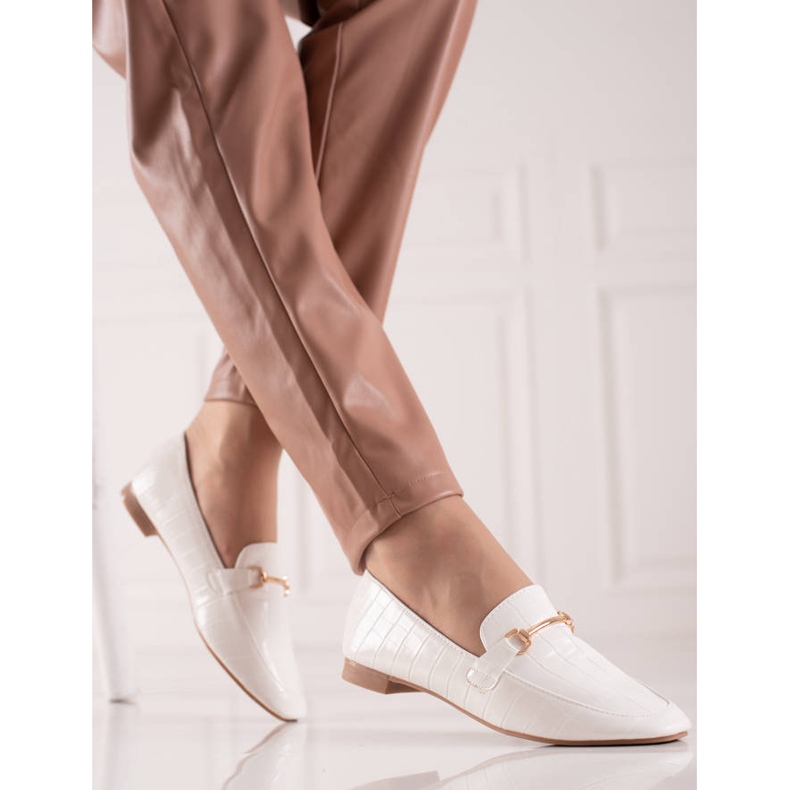 Encor Mocasines elegantes con piel ecológica blanco 1