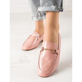 Encor Mocasines elegantes con piel ecológica rosado 2