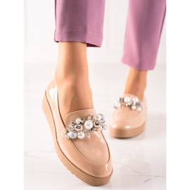 W. Potocki Zapatos sin cordones con perlas beige 3