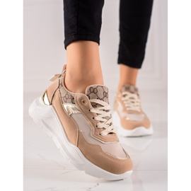 TRENDI Zapatillas con estilo beige marrón dorado 3