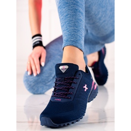 TRENDI Zapatos De Trekking Con Inserciones De Neón azul marino rosado 1
