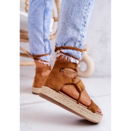 FB2 Alpargatas De Mujer Con Plataforma Atadas Con Fuerta Camel marrón 6