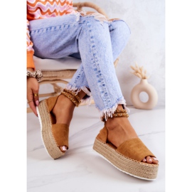 FB2 Sandalias Alpargatas En La Plataforma Camel Jeannie marrón amarillo 5