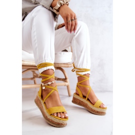 FB2 Alpargatas De Ante Con Cuña Sandalias Shanna Amarillo 5